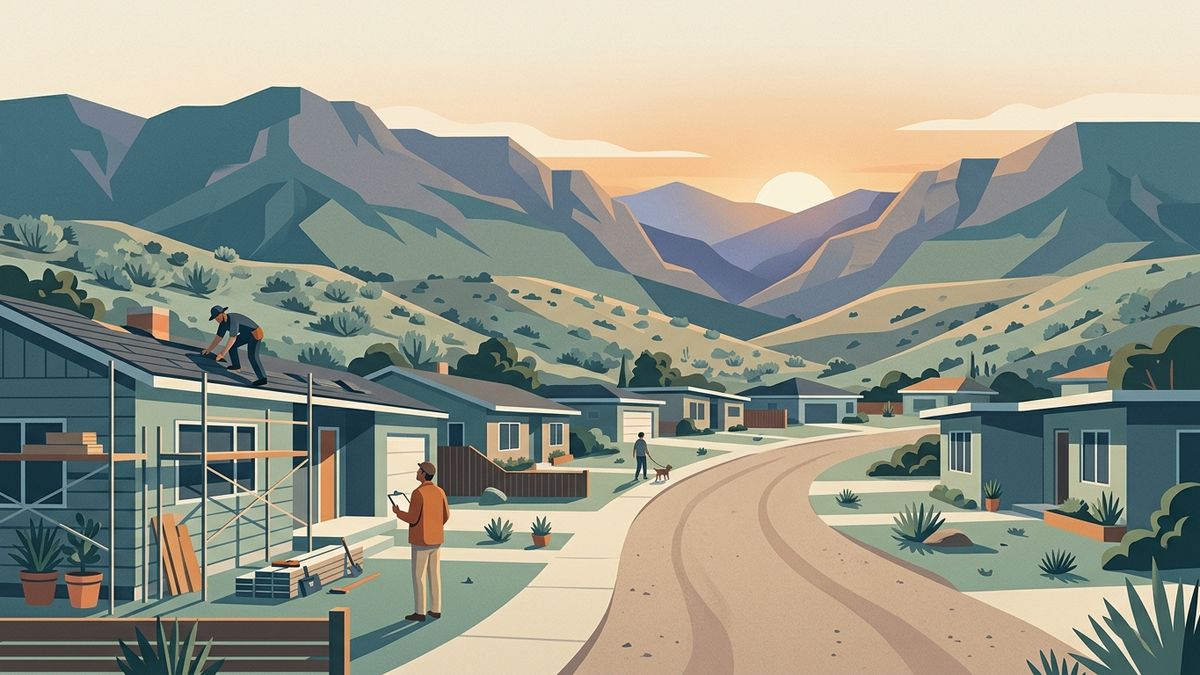 Illustration of a home renovation on a Idaho street