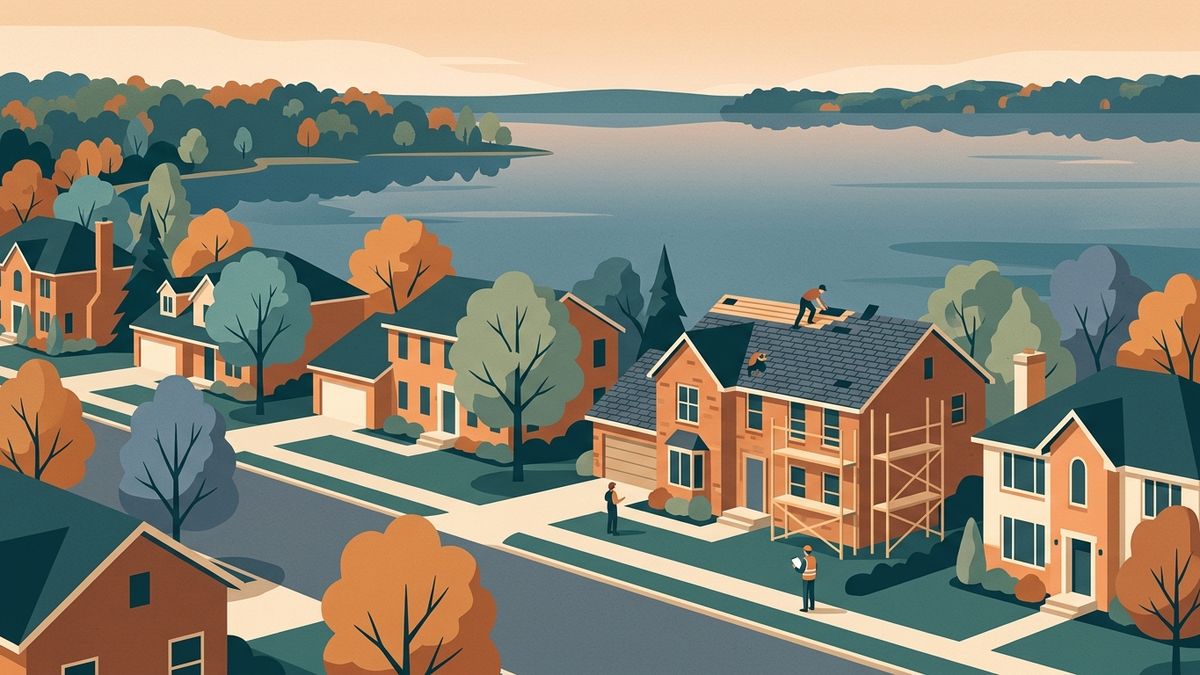 Illustration of a home renovation on a Michigan street