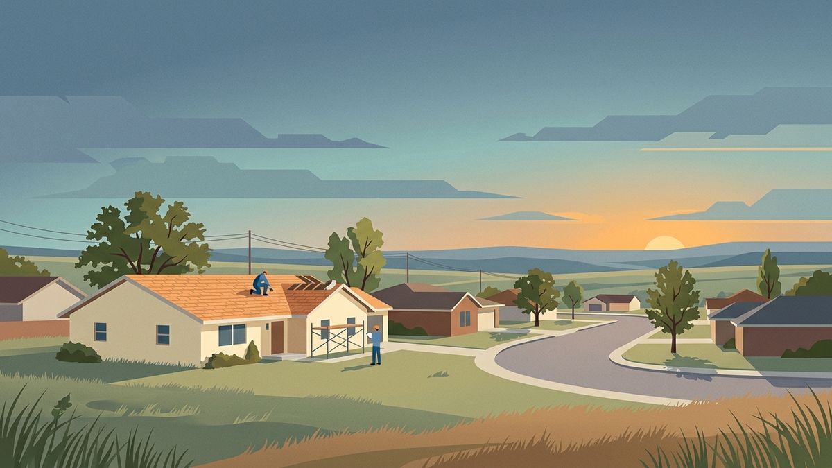 Illustration of a home renovation on a Oklahoma street