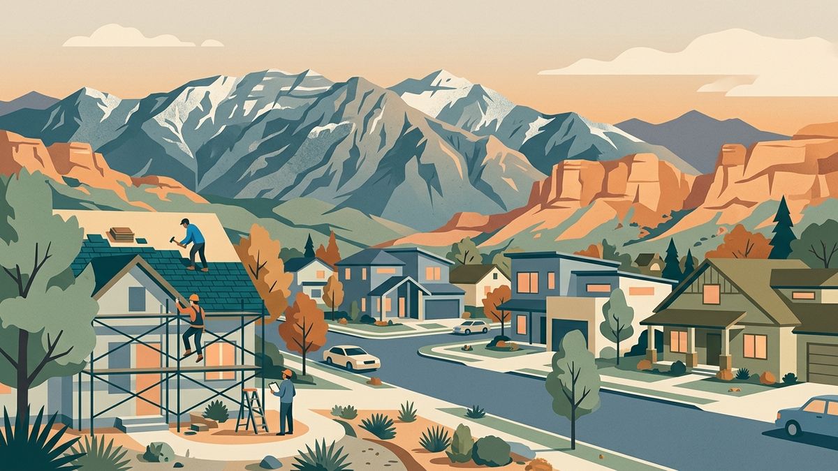 Illustration of a home renovation on a Utah street